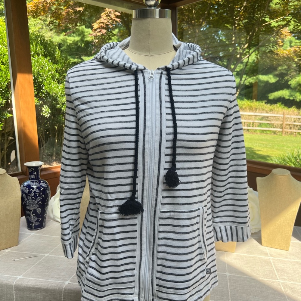 T by Talbots Stripped Zip up hoodie